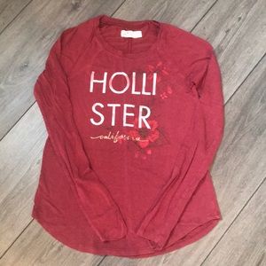 XS Hollister long sleeved tee shirt - burgundy